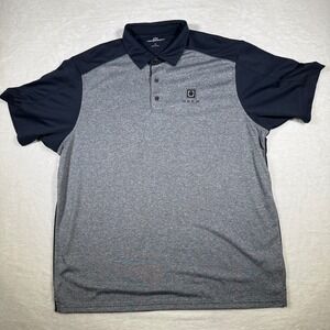 VANSport Uber‎ Mens Polo Shirt Gray Navy Short Sleeve Logo Business Casual LG
